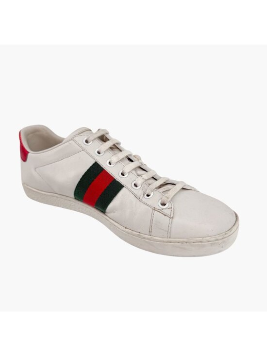 Gucci Pearl-Embellished Ace Sneakers White Leather Size 38.5 US 8.5 Women's - Picture 11 of 15